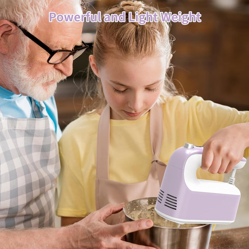 Yomelo 9-Speed Digital Hand Mixer Electric, 400W Powerful DC Motor, Hand Mixer Electric Handheld with Snap-On Storage Case, 5 Stainless Steel Accessories, Beaters, Dough Hooks, Whisk(Lilac Purple) - Image 3
